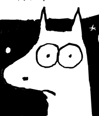 "Sisters Are We" A cartoon character with a long snout, large eyes, and pointed ears against a dark background.